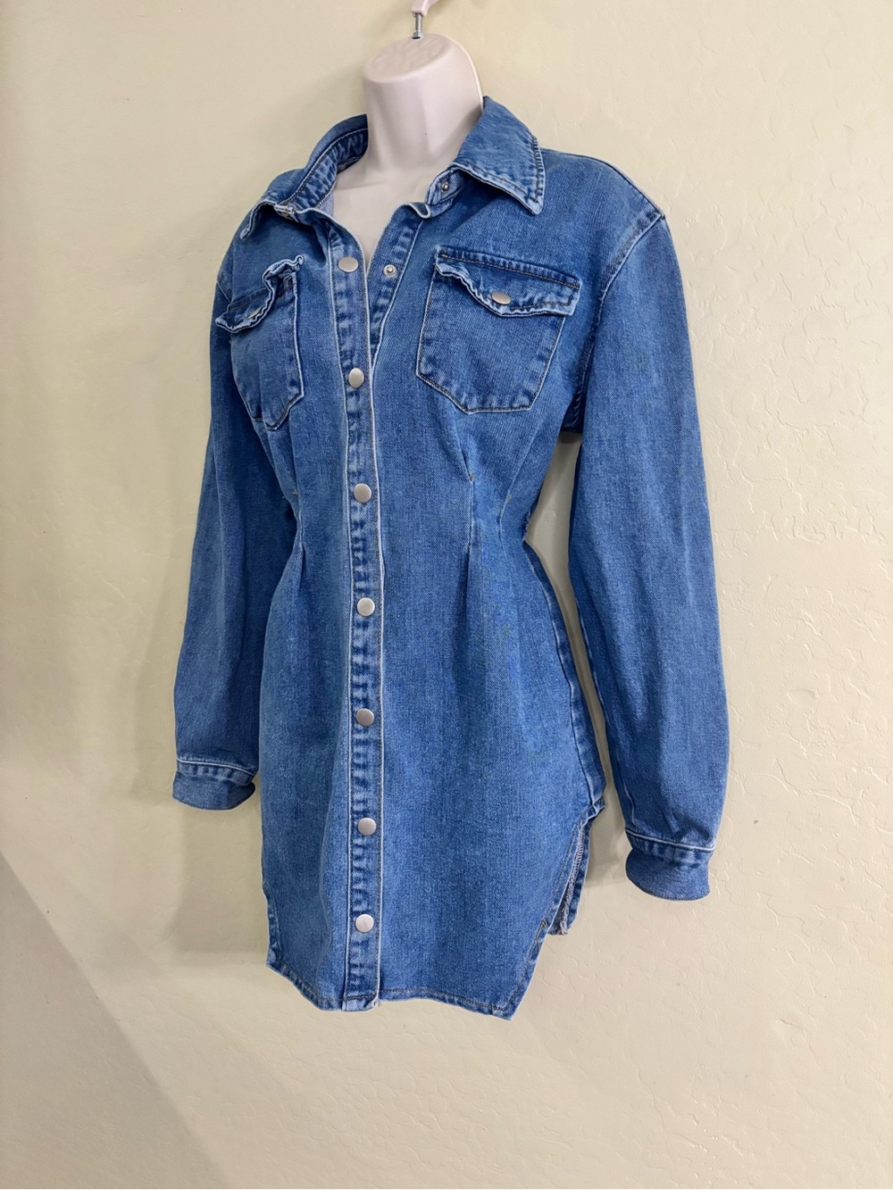 PrettyLittleThing Blue Denim Button-Front Shirt Dress Size 4 - Picture 5 of 16